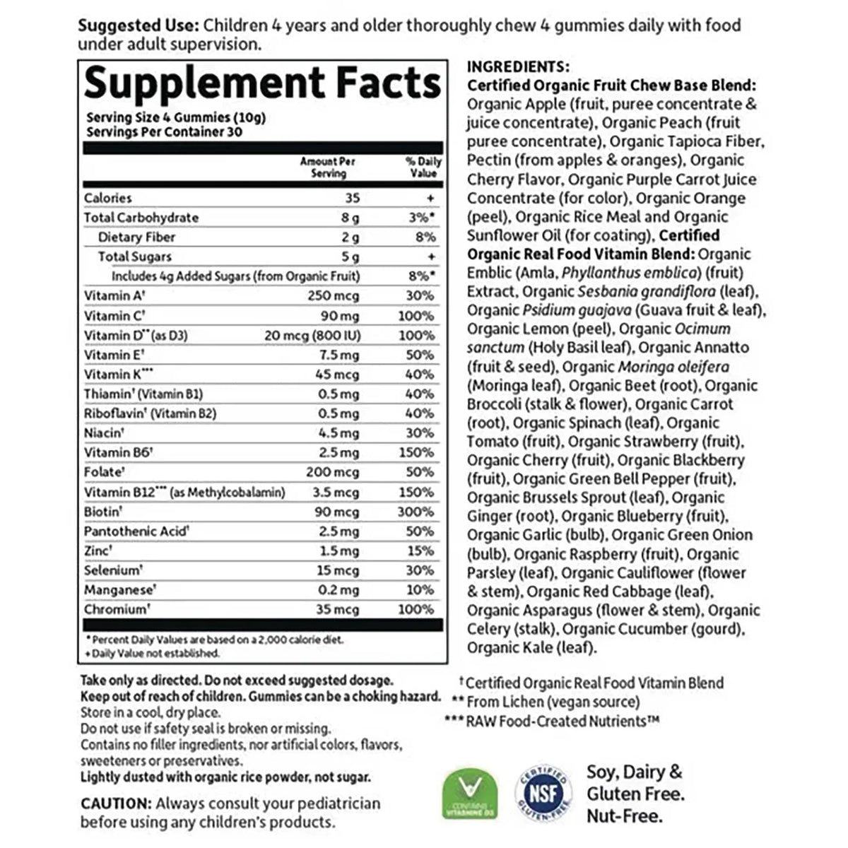 Kids Multi Organic Fruit + Vitamins Gummies - Organic Cherry